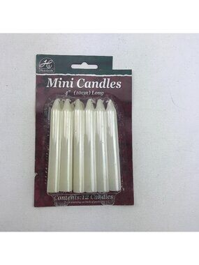 Hearthside Mini Candles 4" 10cm Long 12-Pack White Crafts Decor